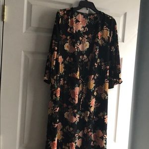 Black Floral Long Kimono - never worn